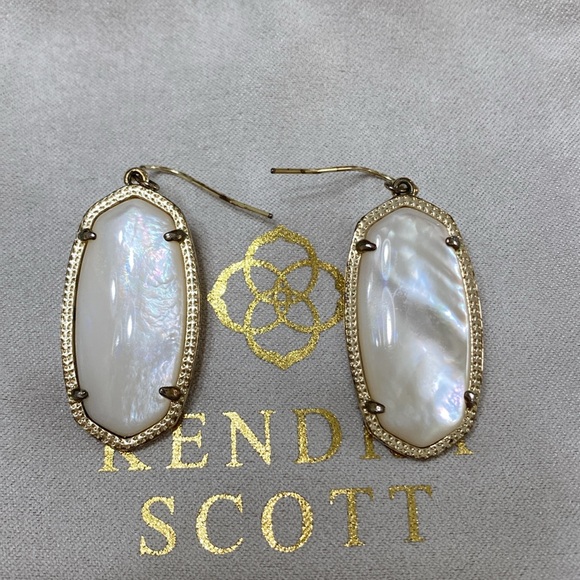 Kendra Scott Mother of Pearl/Rose Quartz Emmy Earrings - Picture 6 of 11